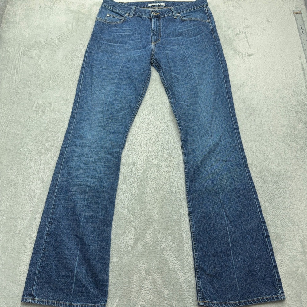 Mavi Jeans Men 33x34 Blue 597 Mitch Flare Low Rise Denim Pants Whiskered Creased
